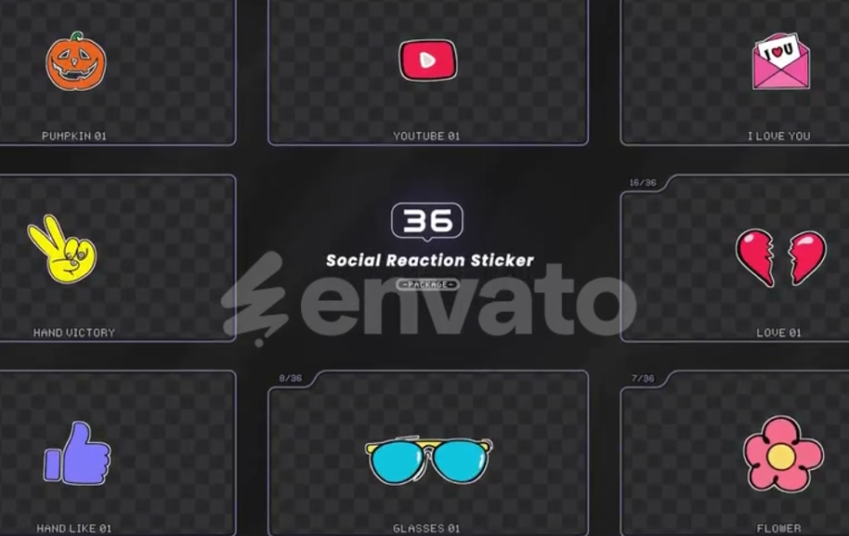 Animated Flat Design Social Media Reaction Icon Pack