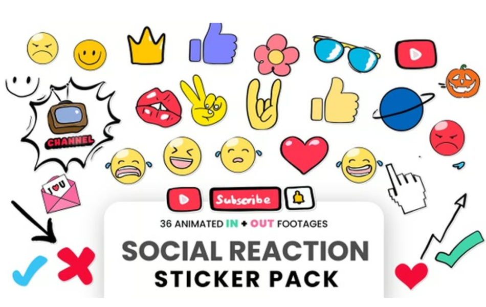 Animated Hand Drawn Social Media Stickers Pack