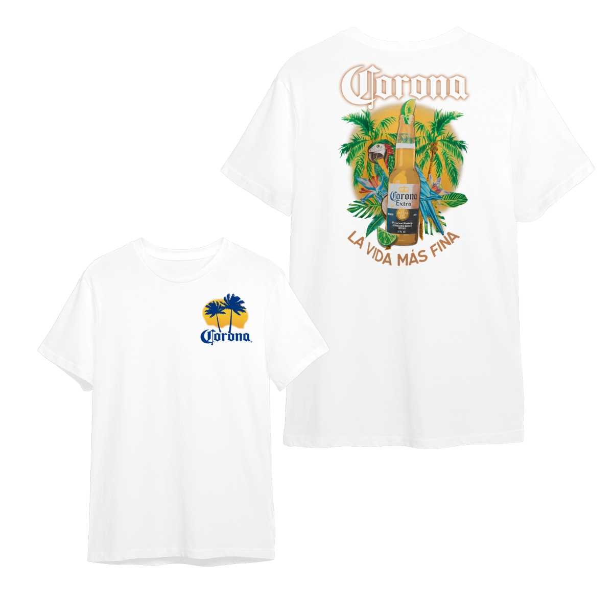 Corona Extra La Vida Mas Fina Bottle T-shirt – 2 Side – Work From Home Wear – Every Size, Every Body – Fashion For All Tastes – Every Color Available – One Style Fits All