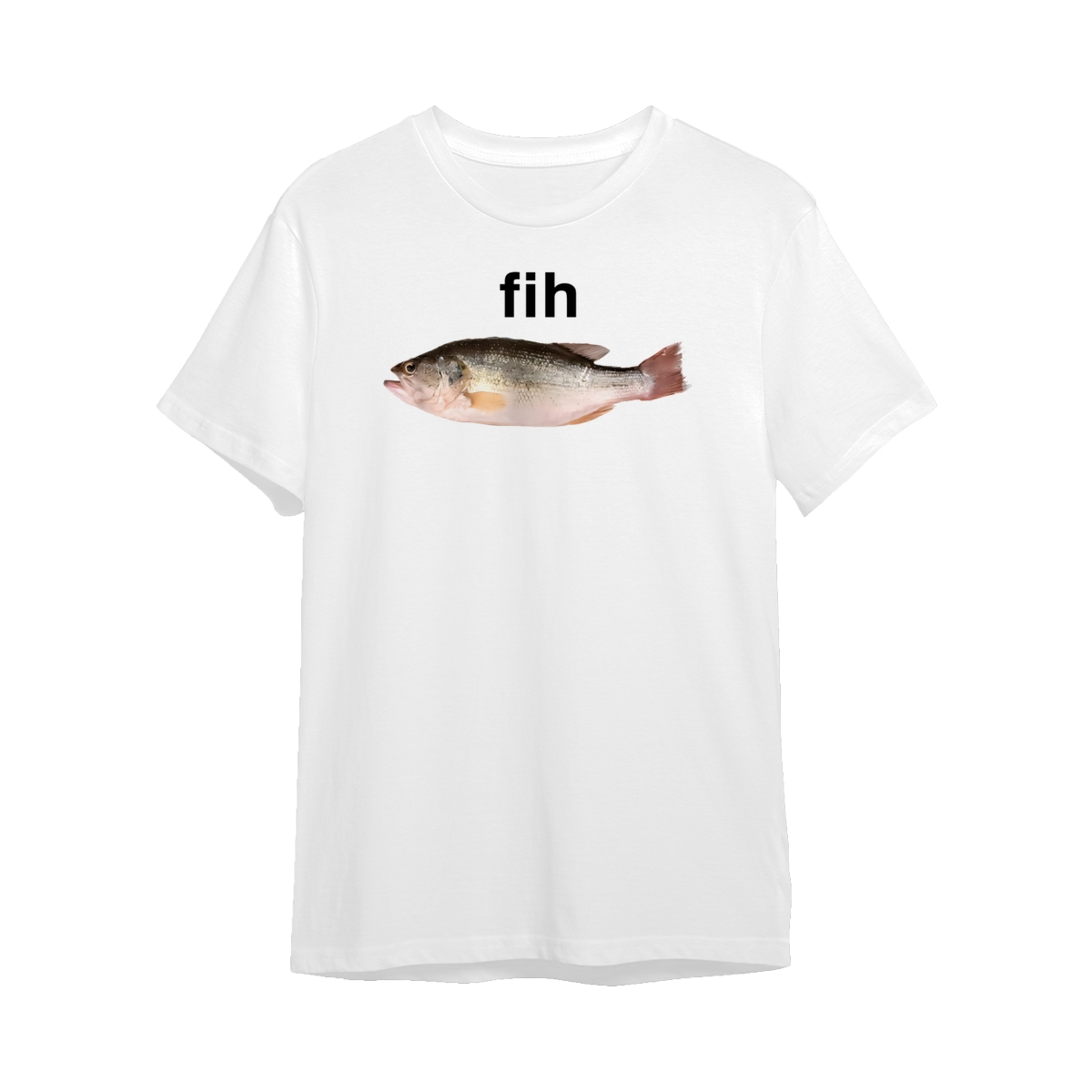 “Fih” Funny Misspelled Fish Meme, Simple Humor T-Shirt, Cotton Tee Shirt Casual Streetwear, Full Sizes, Full Colors