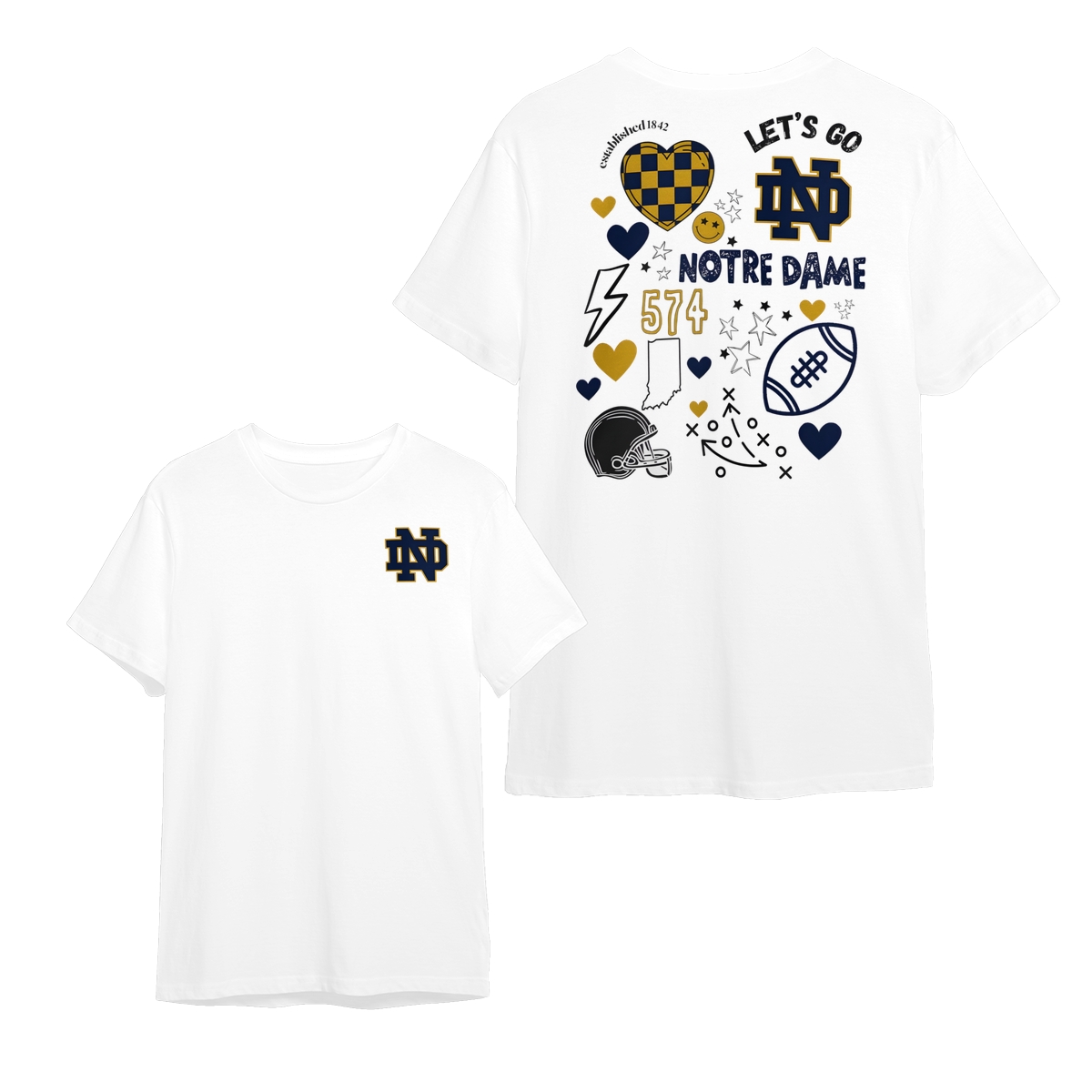 Notre Dame Fighting Irish Game Day Vintage Football T-Shirt, Retro Sport Style Crewneck Shirt for Football Fans, Unisex, Graphic tee, Vintage College Football, Classic College NCAA Shirt Top Cotton Full Size Full Color Fit Womenswear Menswear Bottom Check