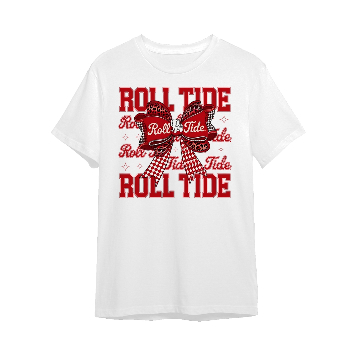 Roll Tide with Gingham Bow TShirt – Sweatshirt – Hoodie, Cute Crimson Alabama Football Tee, Game Day Outfit for Bama Fans, Fall Tailgate Spirit Shirt