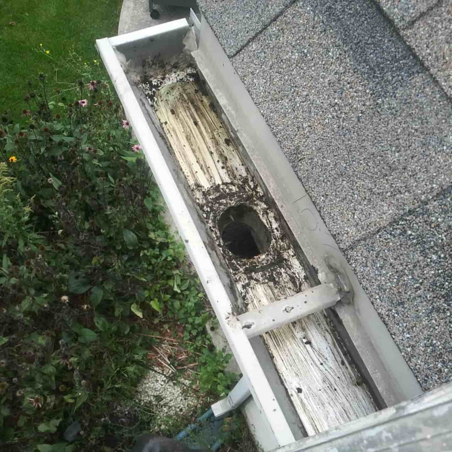 cleaning gutter downspout