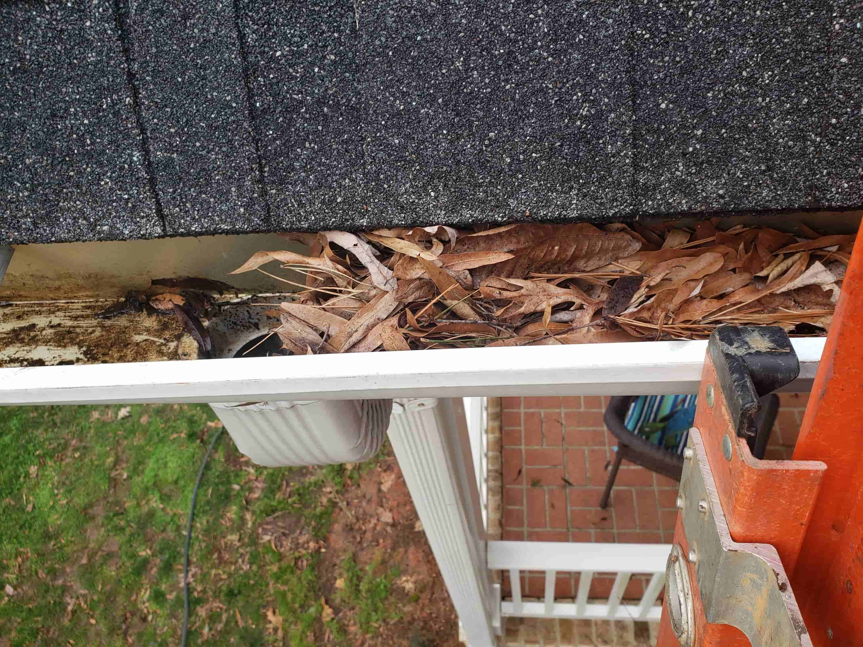 gutter cleaning with leaf blower