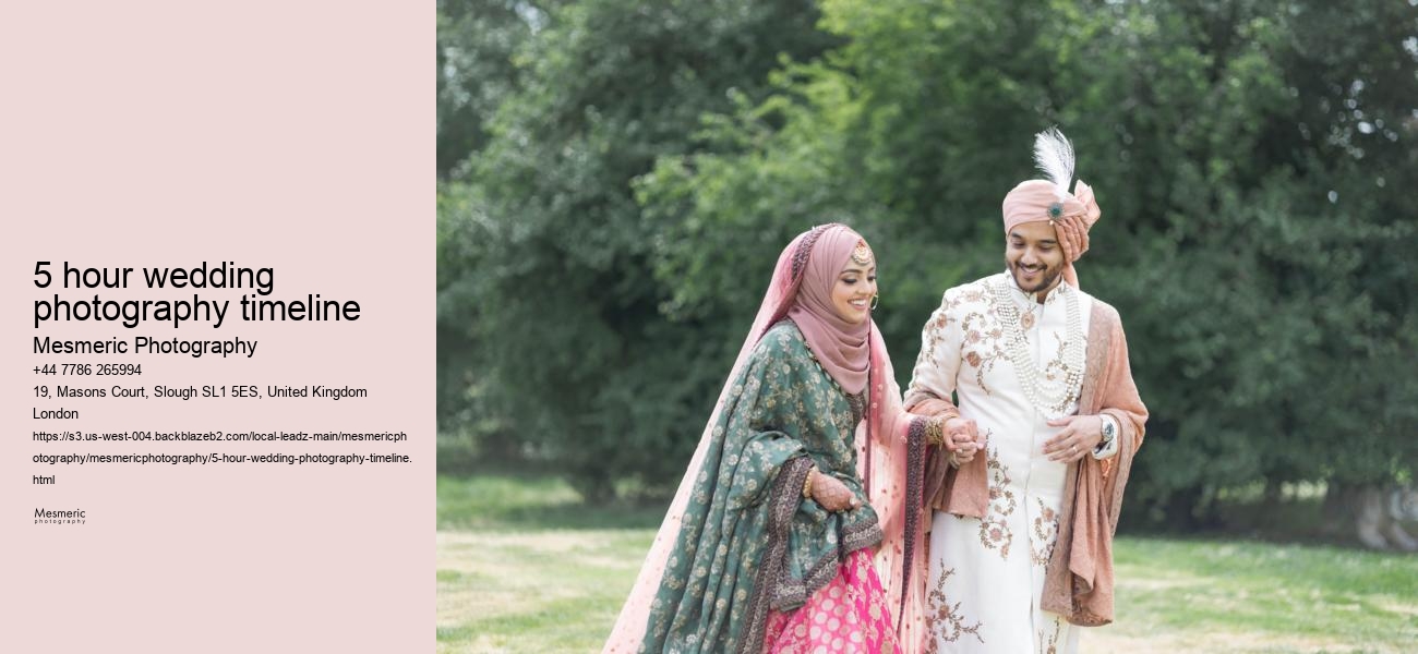 5 hour wedding photography timeline