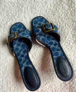 Kitten Heels Designer, Blue Coach Kitten Heels, Coach Heel, Heels Blue, Sandals Y2k, 2000 Heels, Coach Heels, Blue Heels With Bow