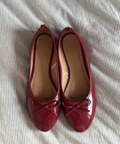 Cute Red Ballet Flats, Cute Red Ballet Shoes, Cherry Red Ballet Flats, Casual Red Ballet Shoes, Red Ballet Flats