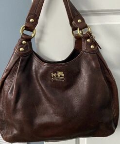 Shoulder Coach Bags, Coach Edie Bag, Vintage Brown Leather Handbag, Big Vintage Coach Bag, Coach Brown Bags, School Purse Bag