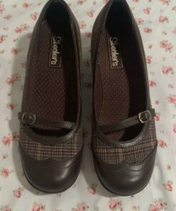 whimsical brown plaid mary jane sketchers