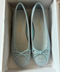 Blue Chanel Slingbacks, Chanel Green Ballet Flats, Light Blue Chanel Shoes, Chanel Blue Heels, Baby Blue Chanel Flats, Light Blue Chanel Flats