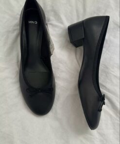 Ballerina Flats Heels, Ballet Heel Shoes, Black Corporate Shoes, Cute Professional Shoes, Ballerina Shoes Heels