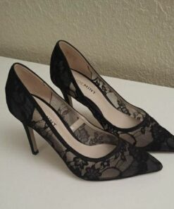 Close Toed Heels Prom, Black Net Heels, Black High Heels Prom, Closed High Heels, Aesthetic Heels Vintage, Vintage Prom Shoes