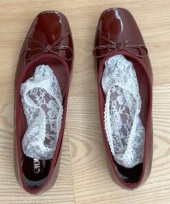 Cute Red Ballet Flats, Red Coquette, Cherry Red Ballet Flats, Cherry Red Flats, Red Ballet Flats Aesthetic, Elegant Red Ballet Flats, Dark Red Ballet Flats, Red Ballet Flats With Socks
