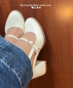 Mary Jane White Heels, Graduation Outfit Shoes, Chunky Heels White, Shoes Graduation, Cute Church Shoes, Chunky Summer Sandals