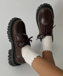 Rebellious Rose Shoes | Monochrome Oxford Shoes | Color: Brown | Size: Various