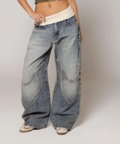Levis Fold Over Jeans, Flipped Jeans, Sunday Pants, Jeans With White Fold, Baggy Jeans With White Waistband