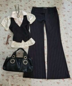 How To Style Work Uniform, Dress Shirt And Pants, Spencer Hasting Outfits, Elegant Core Outfits, Fitted Trousers Outfit