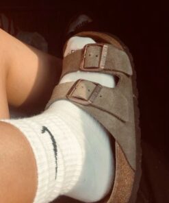 Birk Slides, Birks And Nike Socks, Cute Simple Shoes, Foot Shoes, Swaggy Shoes, Birkenstocks Sandals