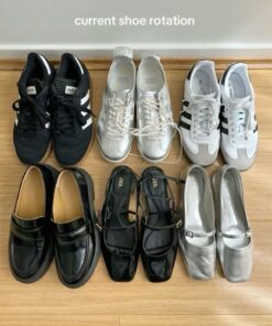 How To Style Multiple Shoes, Black And White Shoe Styles, Patent Leather And Sneakers, Shoe Collection Display On Floor