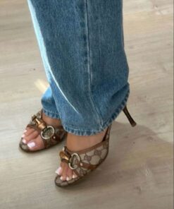 Heels Summer, Luxury Feminine Summer Kitten Heels, Luxury Vintage Summer Sandals, Chic Summer Gucci Heels, Luxury Gold Heels For Summer