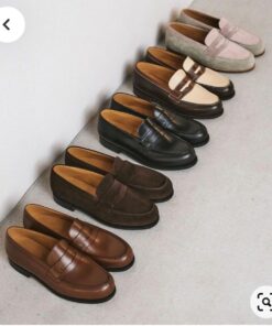 Aime Leon Dore Penny Loafer, Aime Leon Dore Loafers, Luxury Masculine Men's Loafers, Brown Leather Loafers On Tile Floor, Mocassin Outfit Men