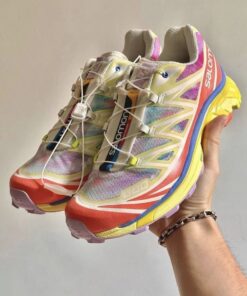Colorful Athletic Shoes, Hiking Running Shoes, Pop Of Color Shoes, Colorful Walking Shoes, Shoes Colorful, Salomon Shoes Color