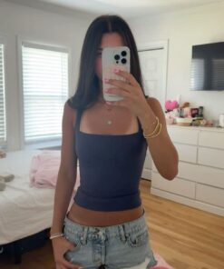 Shorts And Top Outfit Summer, Denim Shorts Outfit Inspo, Summer Outfits Crop Top, Outfit Inspo Summer Shorts