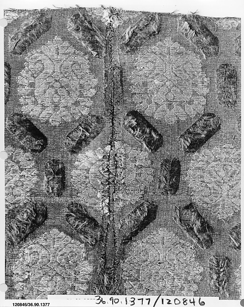 Fragment of brocaded silk with imitation slashing
