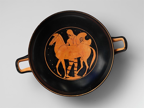Terracotta kylix (drinking cup) with horses