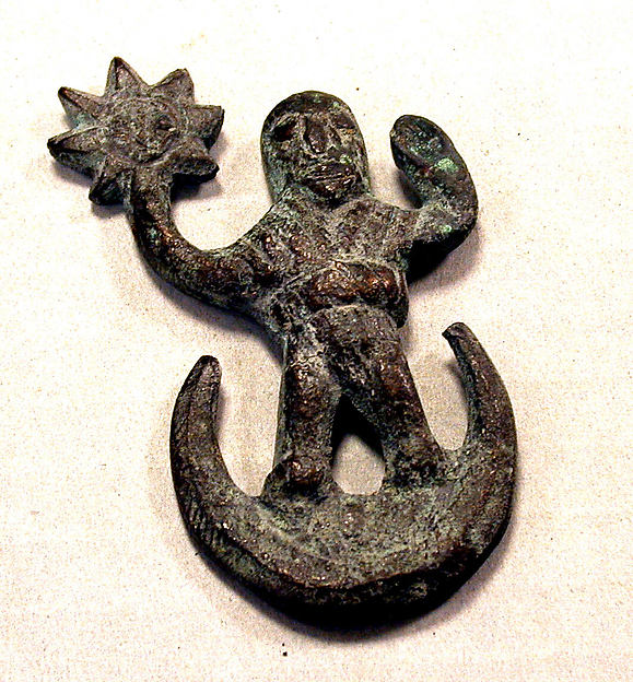 Cast Copper Figure on Standing on Crescent