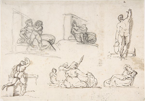 Six Figure Studies, including four for "The Poor Italian Family"
