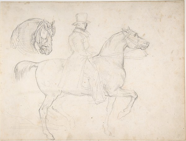 Man on Horseback, and Study of Horse's Head