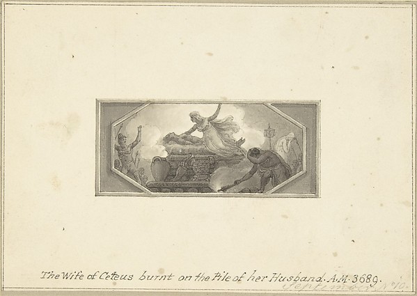 The Wife of Ceteus burnt on the Pile of her Husband