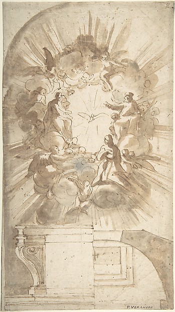 Design for an Altar with a Celestial Subject Above