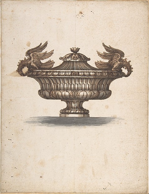 Design for a Covered Urn with Two Eagles