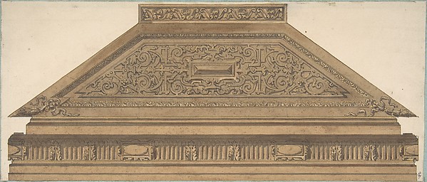 Design for Carved Wood Paneling and Molding Featuring Strapwork