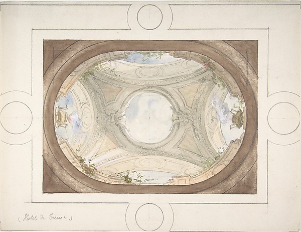 Design for Trompe L'Oeil Ceiling for Dining Room, Hôtel de Trévise