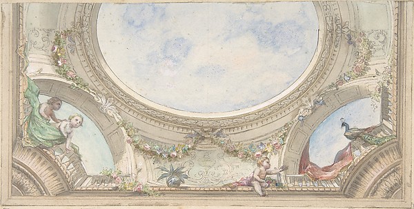 Design for Trompe L'Oeil Ceiling for Dining Room, Hôtel de Trévise