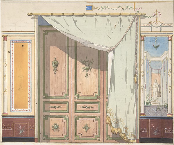 Pompeiian Design for Doorway and Wall with Curtain (possibly for Deepdene, Dorking, Surrey)