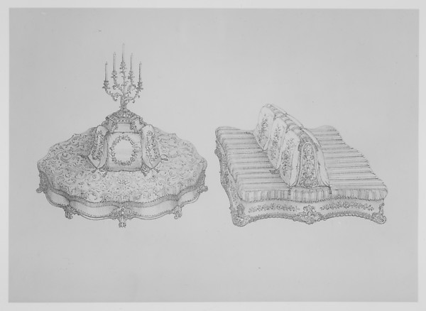 Furniture with Candelabra and Interior Decoration