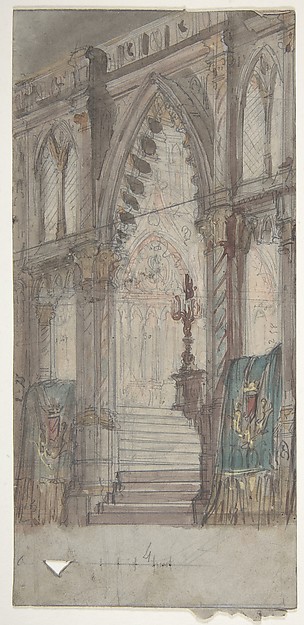 Design for a Stage Set at the Opéra, Paris: Church Interior