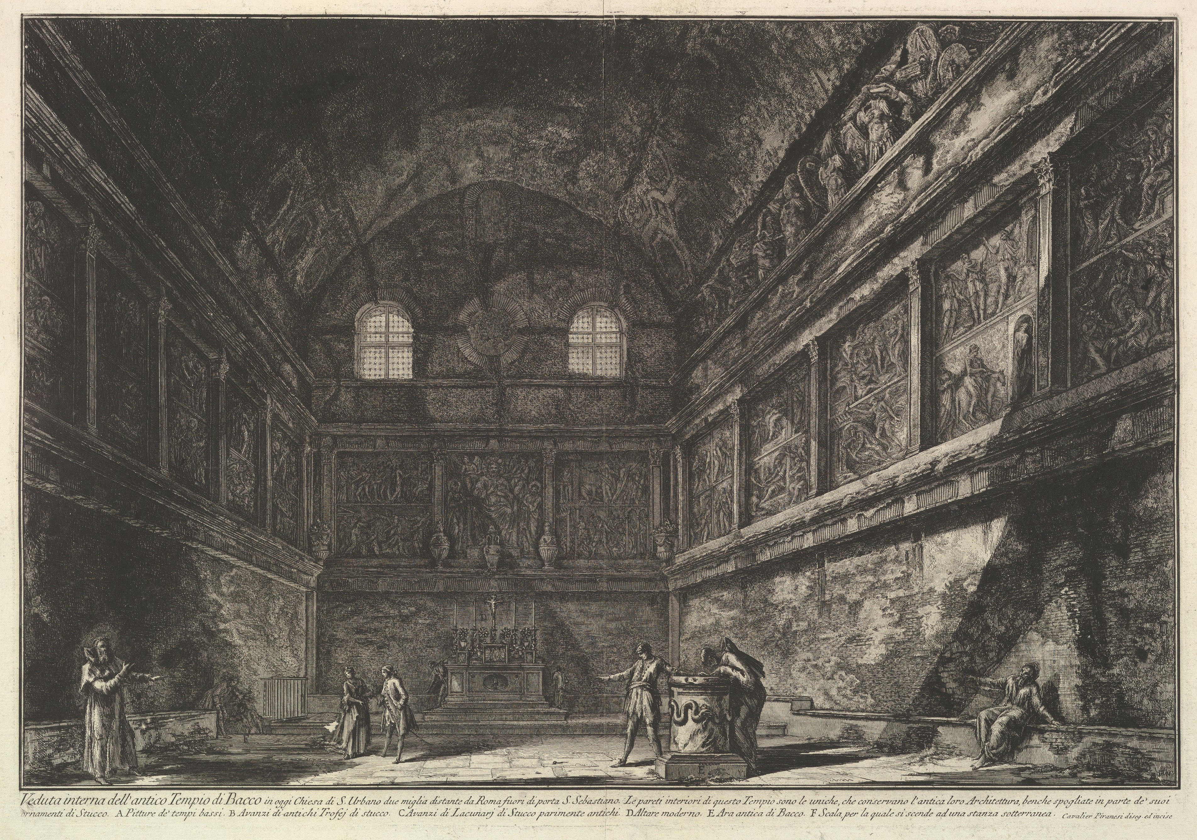 Interior view of the ancient Temple of Bacchus, now the church of S. Urbano, two miles from Rome..., from Vedute di Roma (Roman Views)