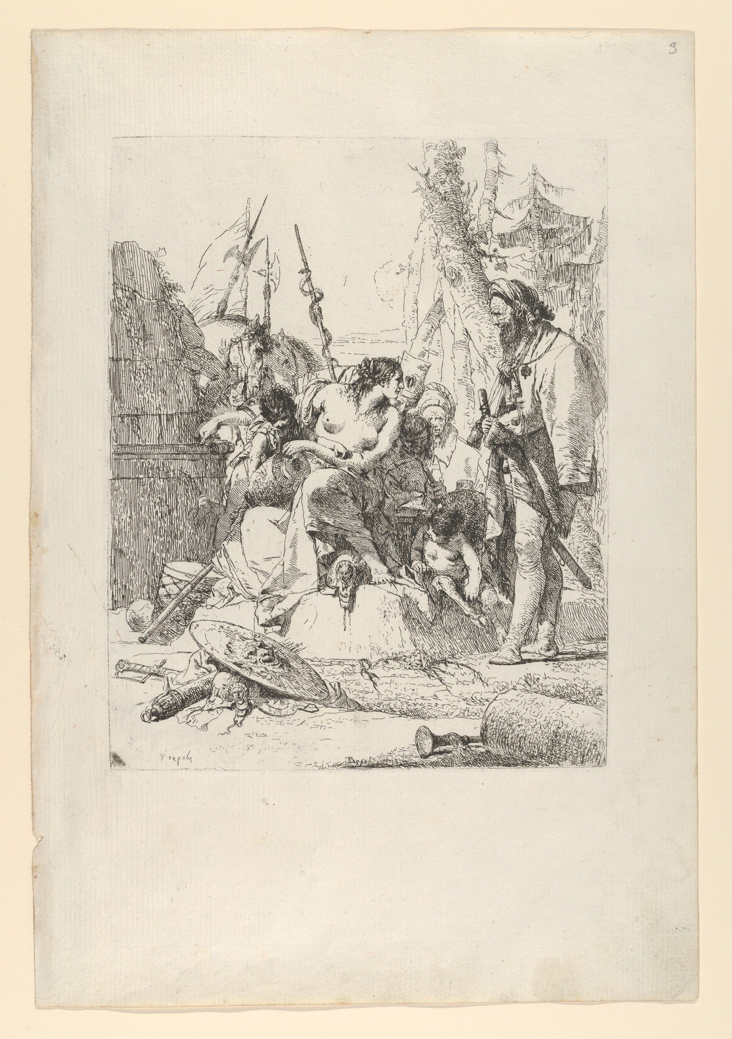 Half-dressed Nymph with two children, surrounded by four men, from the Scherzi