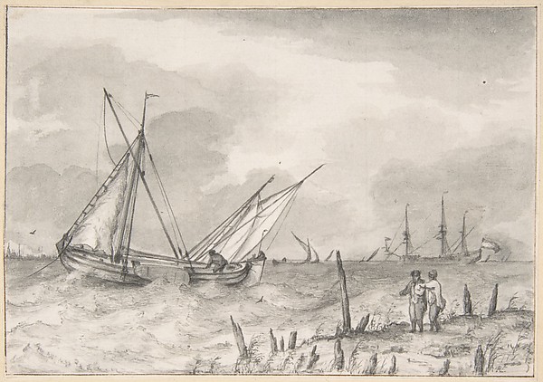 Choppy Sea with Boats near the Coast