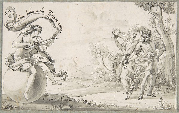A Dancing Pair Accompanied by a Blindfolded Fortune