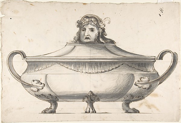 Tureen, Finial with Mask