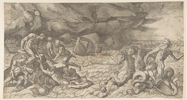 Neptune calming the Tempest Aeolus raised against the Fleet of Aeneas