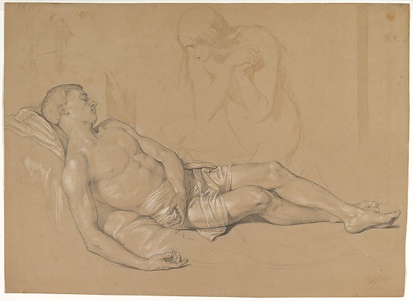 A Nude Woman Kneeling at the side of a Reclining Man (Study for Mary Magdalen Lamenting Christ)