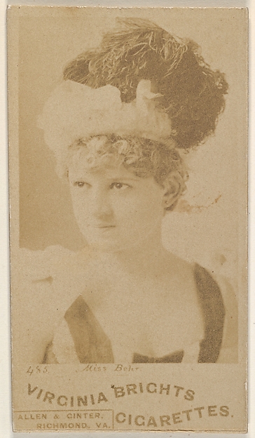 Card 485, Miss Behr, from the Actors and Actresses series (N45, Type 1) for Virginia Brights Cigarettes