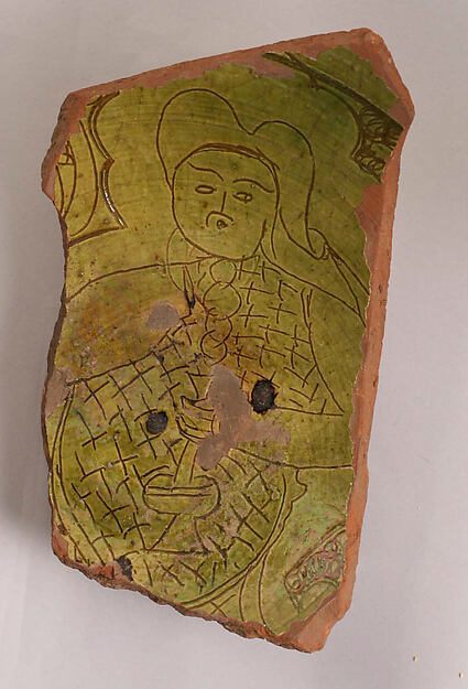 Fragment with a Figure Holding a Flask
